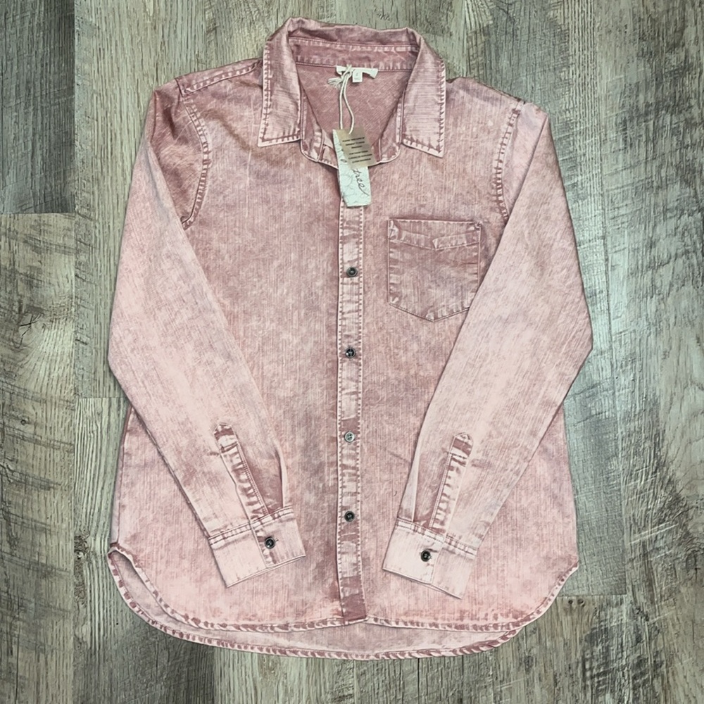 Mystree Pink Button-Up‎ Shirt Small